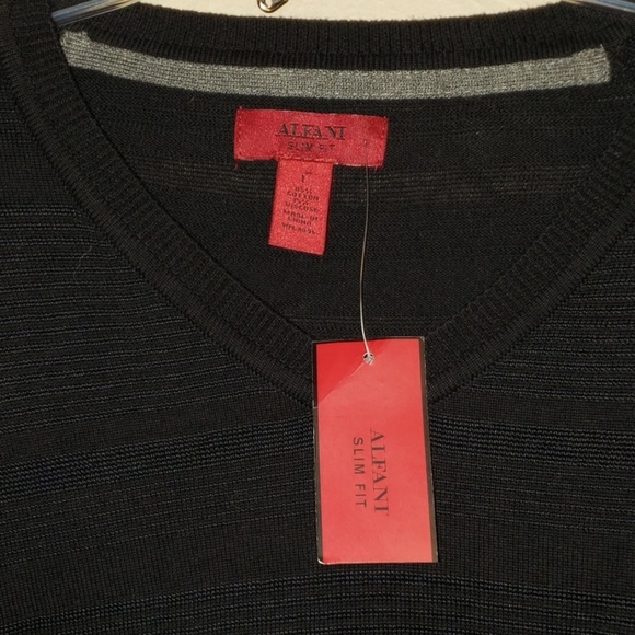 Alfani NWT deep black sweater light vneck - Picture 2 of 5